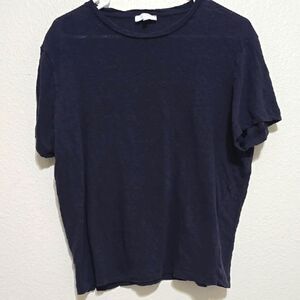 Meriggi Blue Textured Short Sleeve Crew Neck Top L